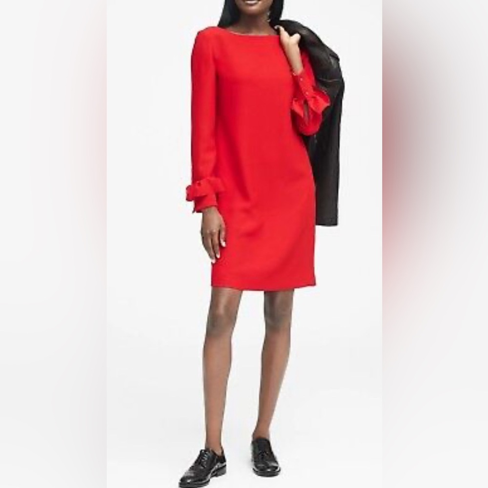 Banana Republic Ruffle-Cuff Button-Back Dress SZ00
